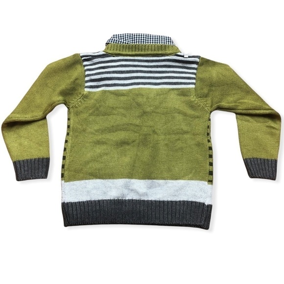 🎉3 For 15$🎉 Nwt Boy’s Green And Black Sweater Shirt Collar Casual Chic Sz 5 - Picture 2 of 11